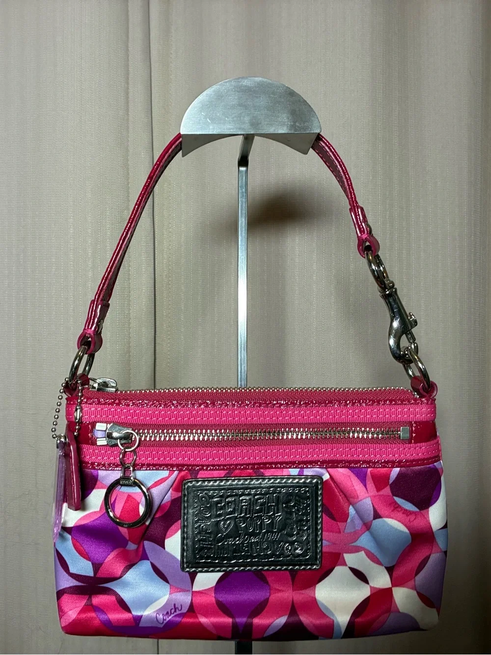 Coach Pink Purple Geometric Wristlet